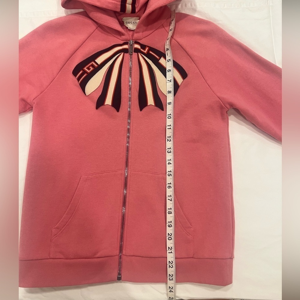GUCCI | Pink Web Bow | Zip Hoodie | Girls 12 | Women's XS/S - Picture 13 of 15
